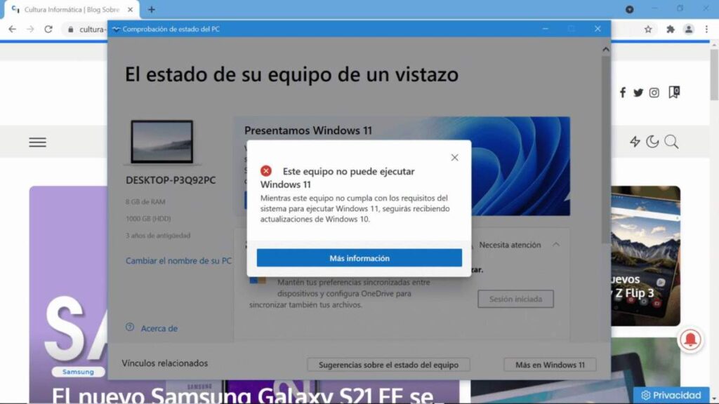 Cómo Saber Si Mi Ordenador Es Compatible Con Windows 11 Supporta Optimizando Tu Vida 6962